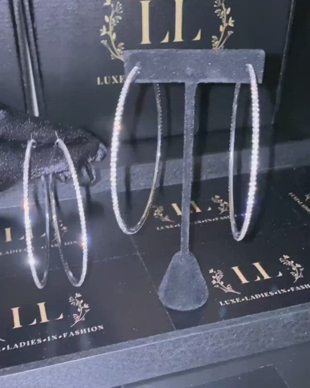 silver rhinestone crystal hoop earrings
