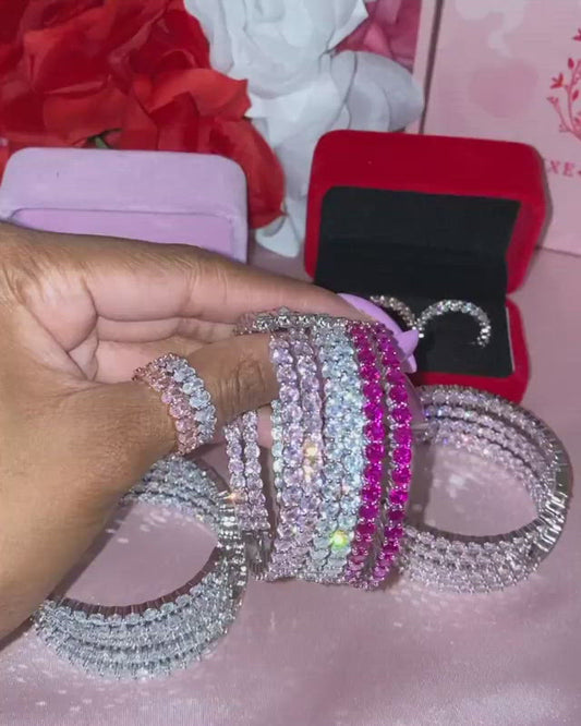 925 sterling silver pink bling cubic zirconia cz hoop earrings