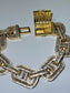 gold diamond cubic zirconia mariner link baguettes bracelet
