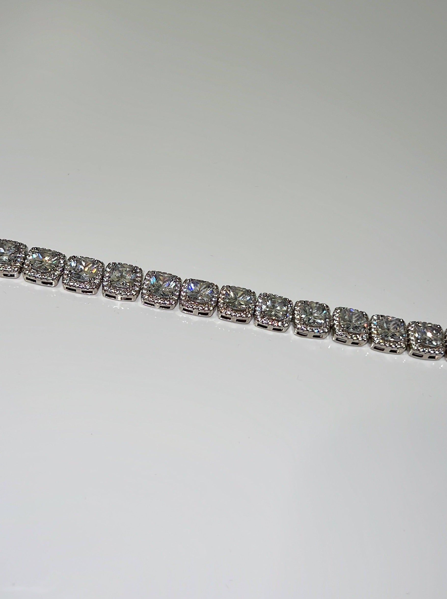 cubic zirconia princess cut silver bracelet