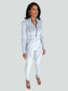 gray zippered one piece jumpsuit