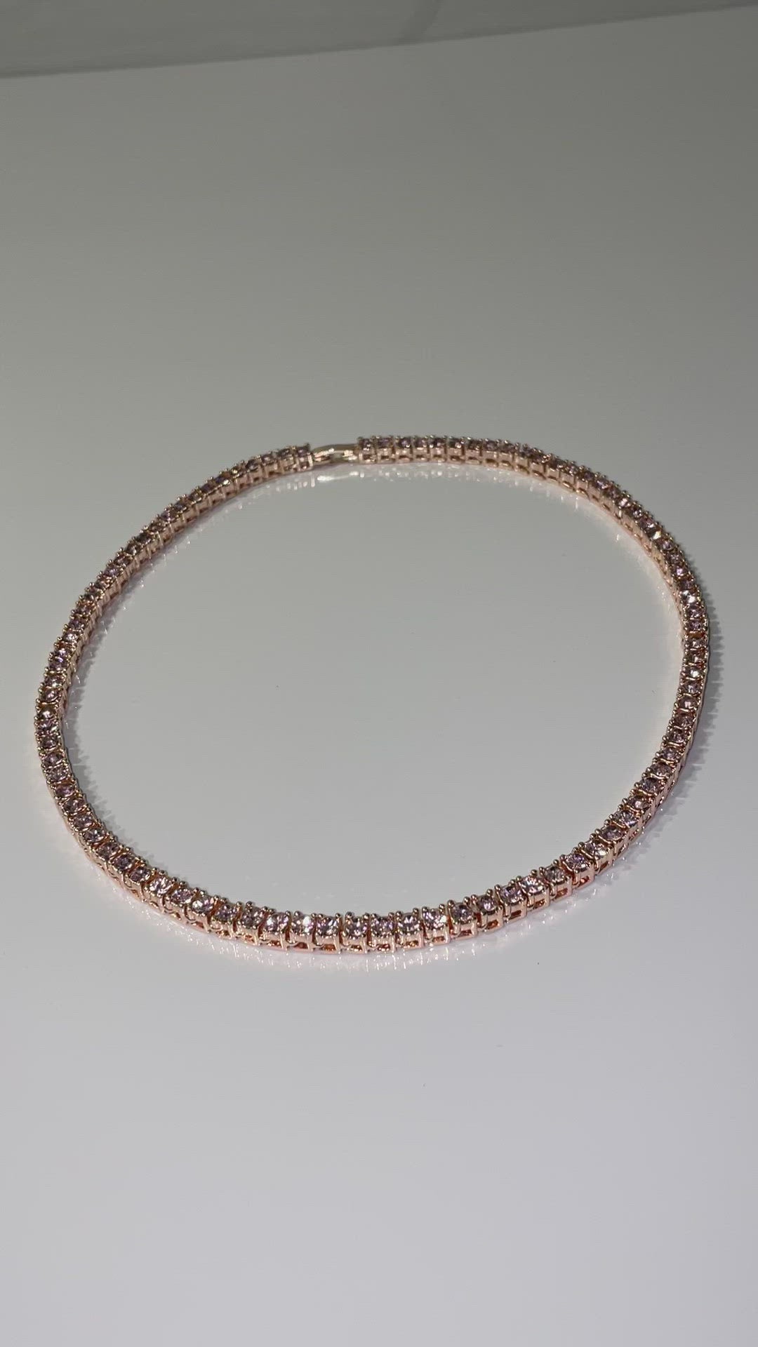 rhinestone pink tennis necklace