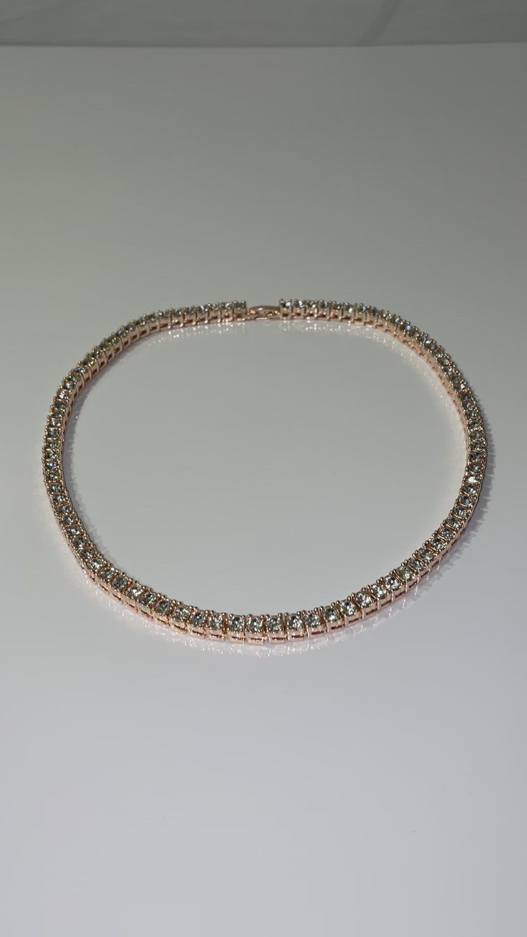 rhinestone rose gold tennis necklace