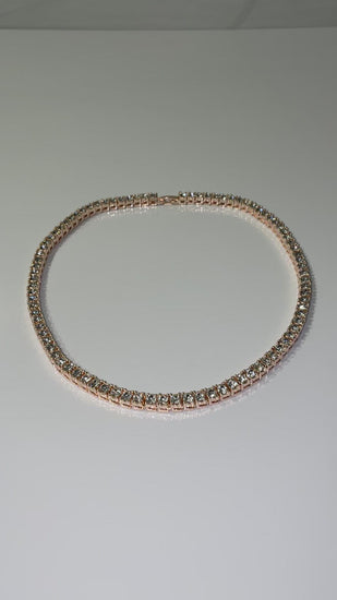 rhinestone rose gold tennis necklace