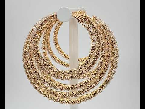 gold rhinestone bling large hoop earrings