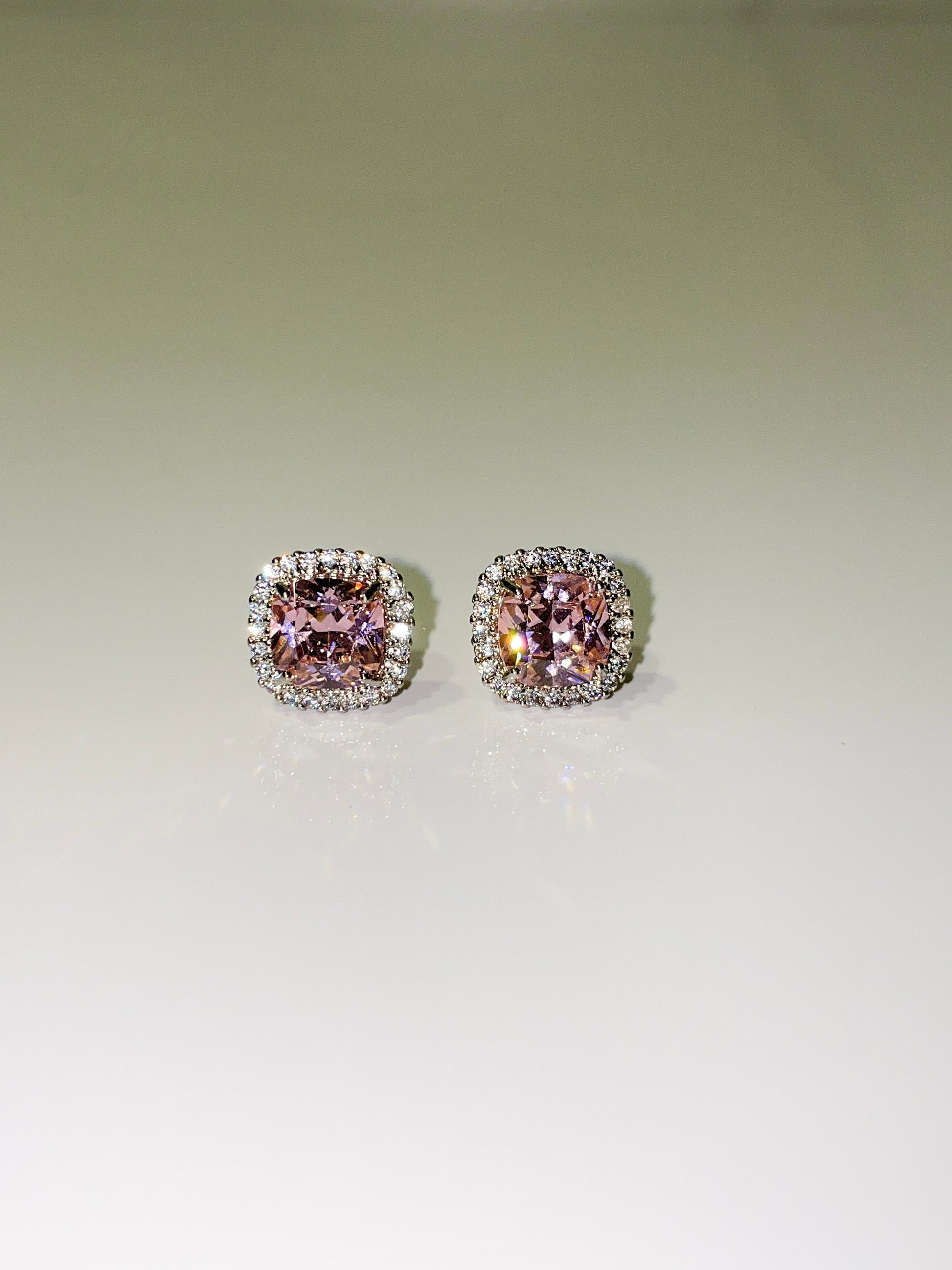 classic pink and silver cubic zirconia stud earrings
