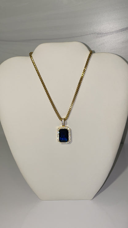 navy blue 20-inch pendant necklace with franco chain