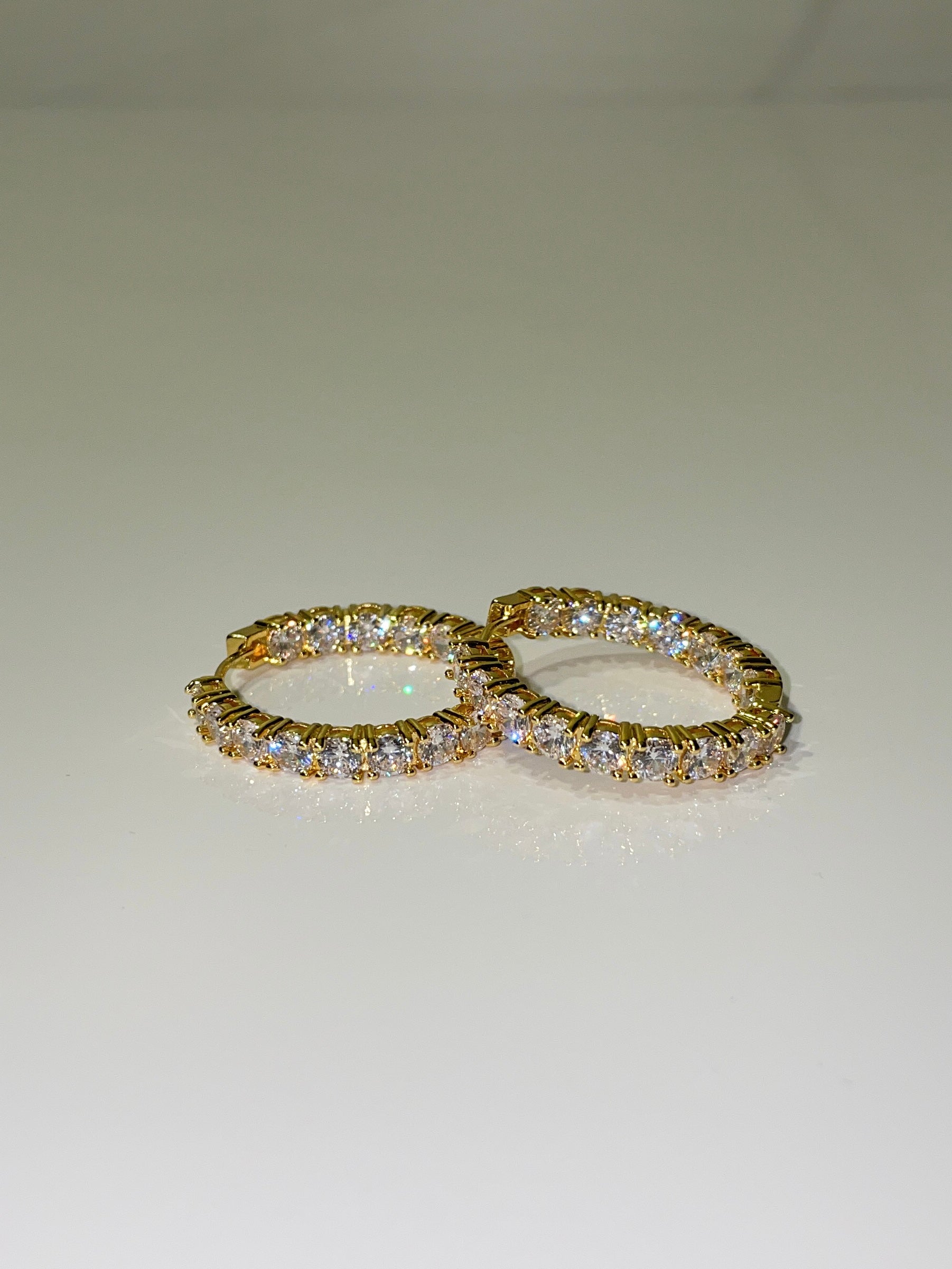 18k gold plated cubic zirconia inside out mini hoop earrings