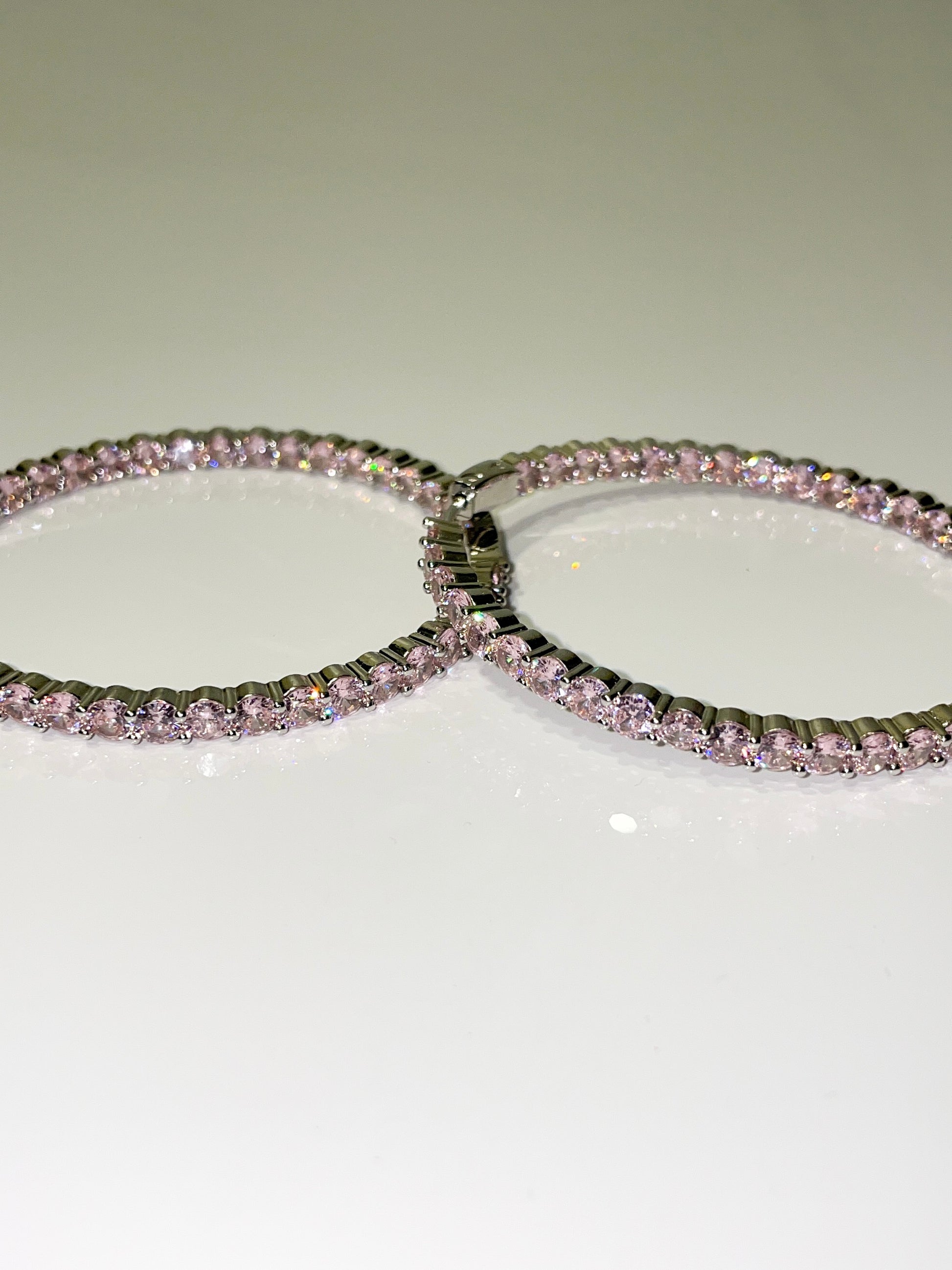 pink bling cubic zirconia cz inside out hoop earrings