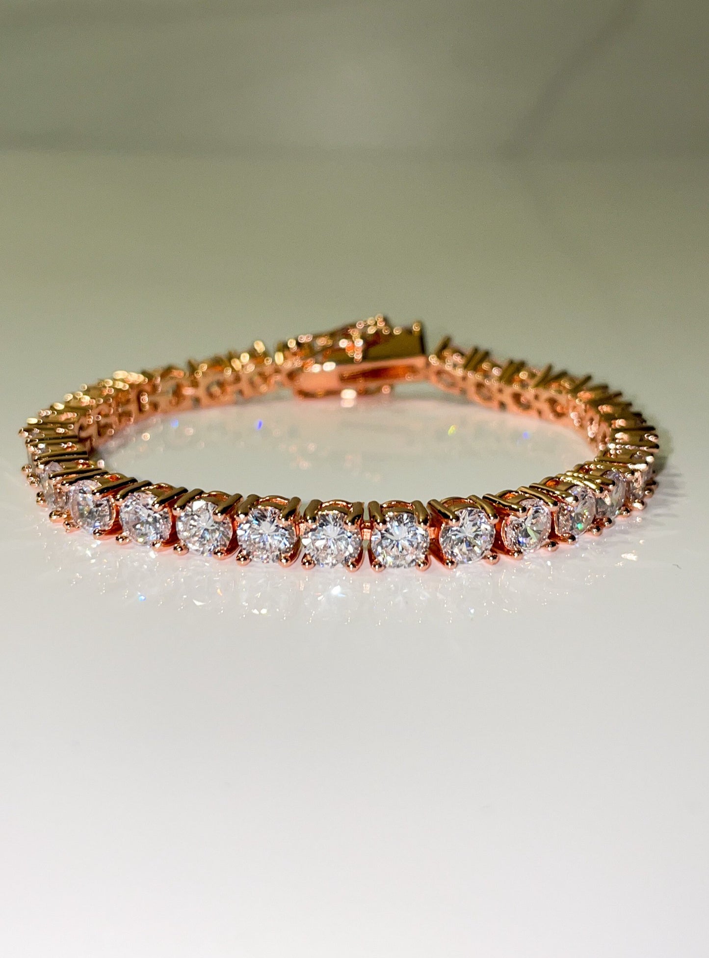 rose gold cubic zirconia quality tennis bracelet