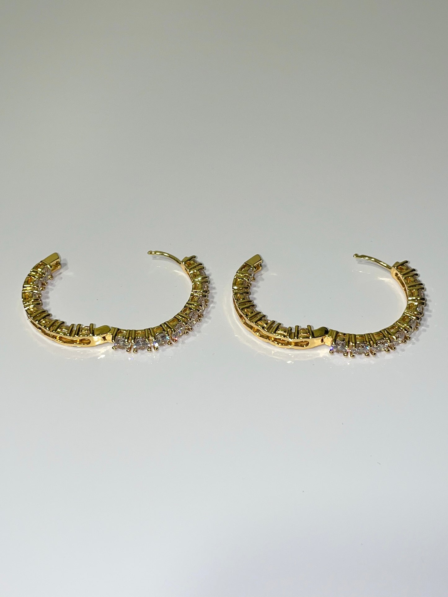18k gold plated cubic zirconia inside out mini hoop earrings