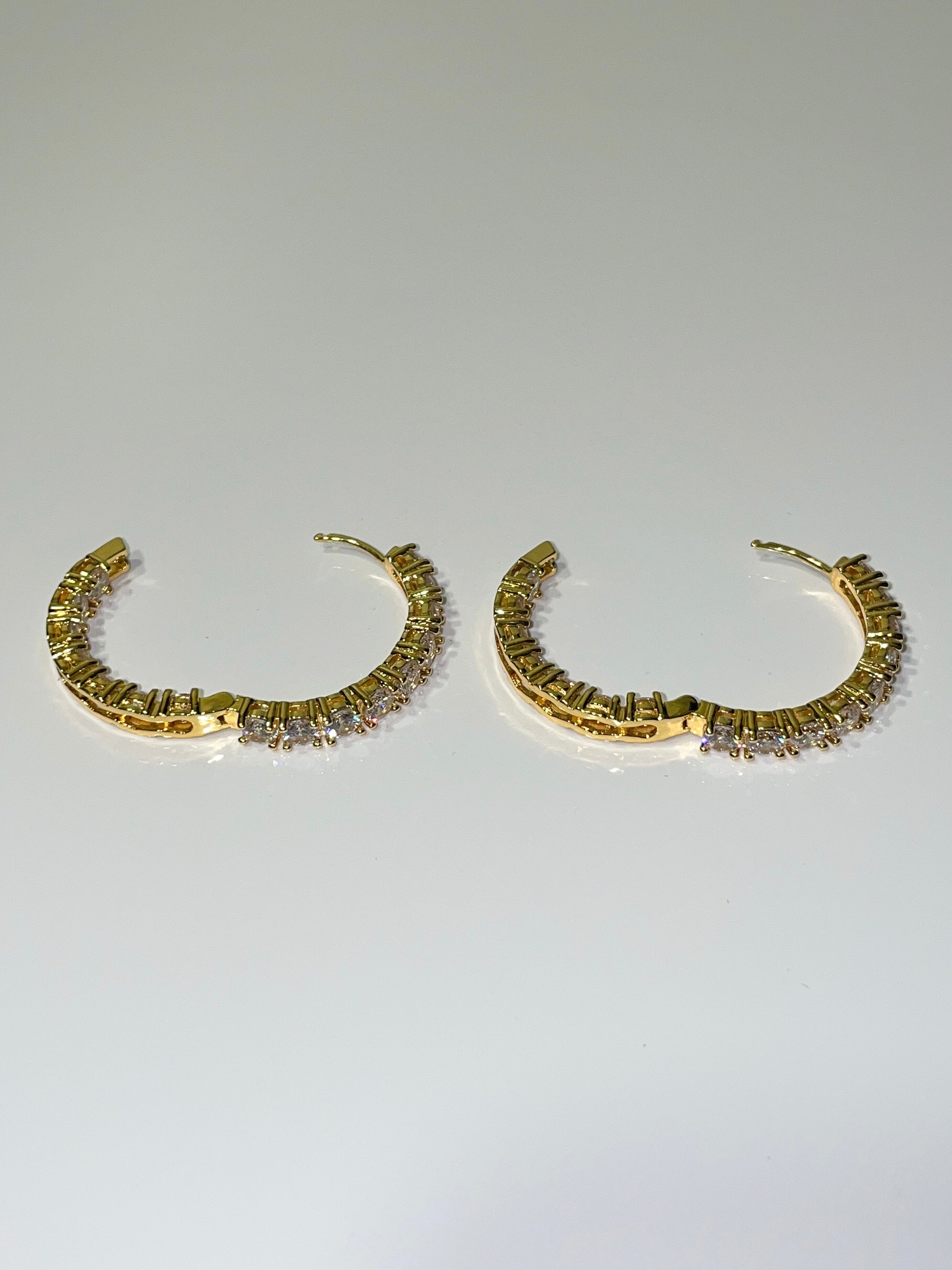 18k gold plated cubic zirconia inside out mini hoop earrings