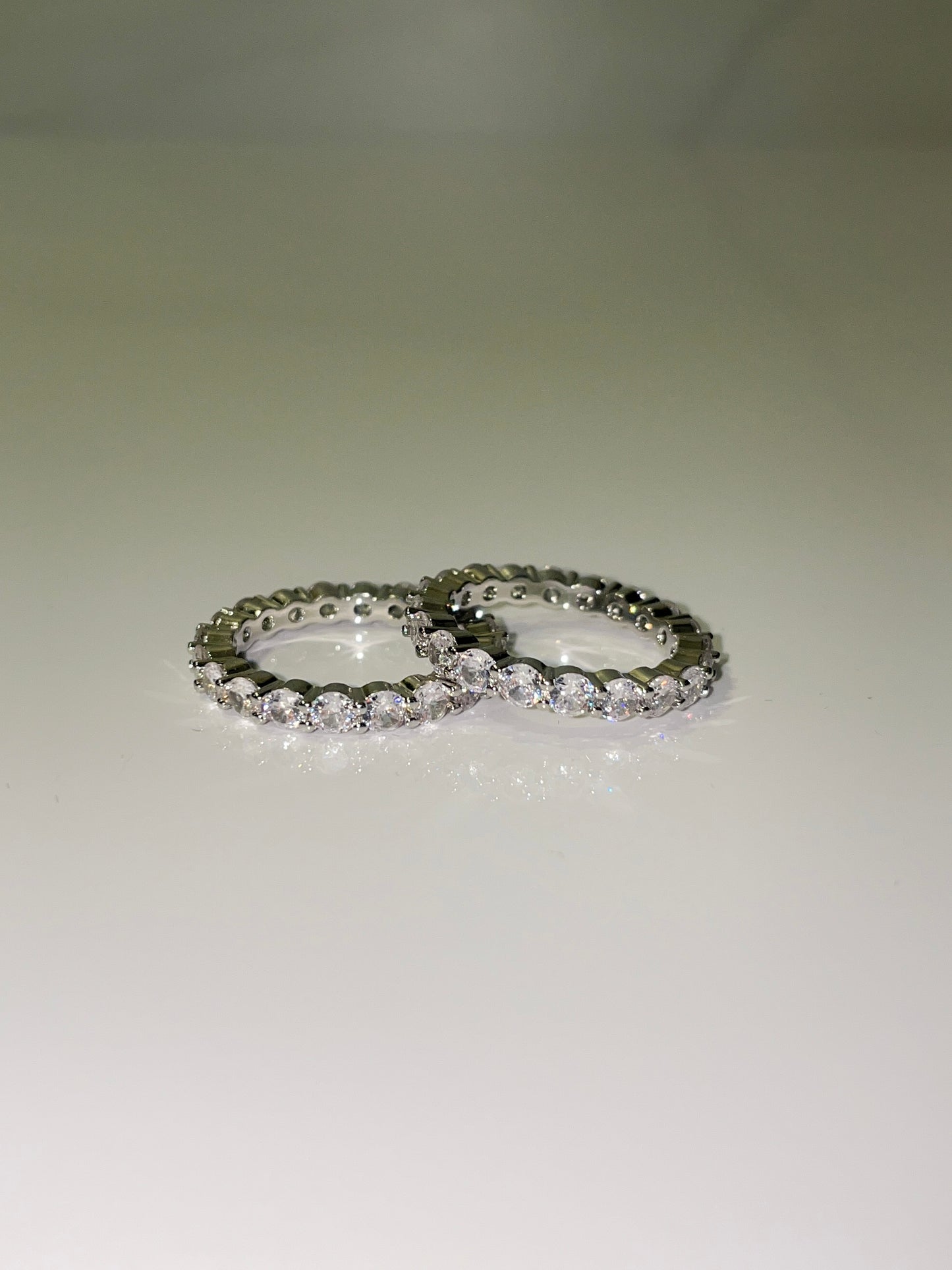 cubic zirconia stackable eternity wedding band ring