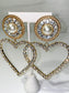 gold rhinestone and pearl heart earrings