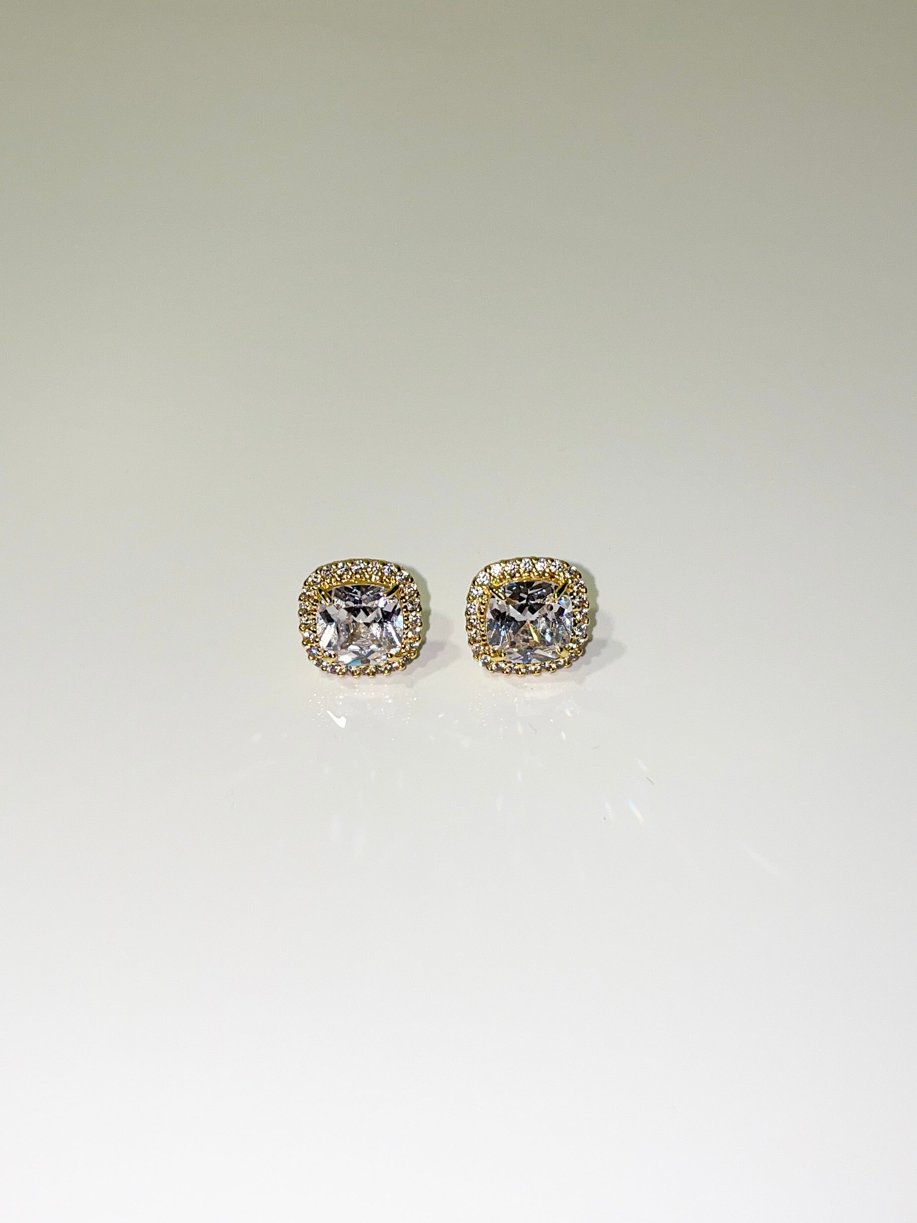 classic gold cubic zirconia stud earrings