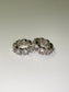 pink and silver cubic zirconia stackable eternity wedding band ring