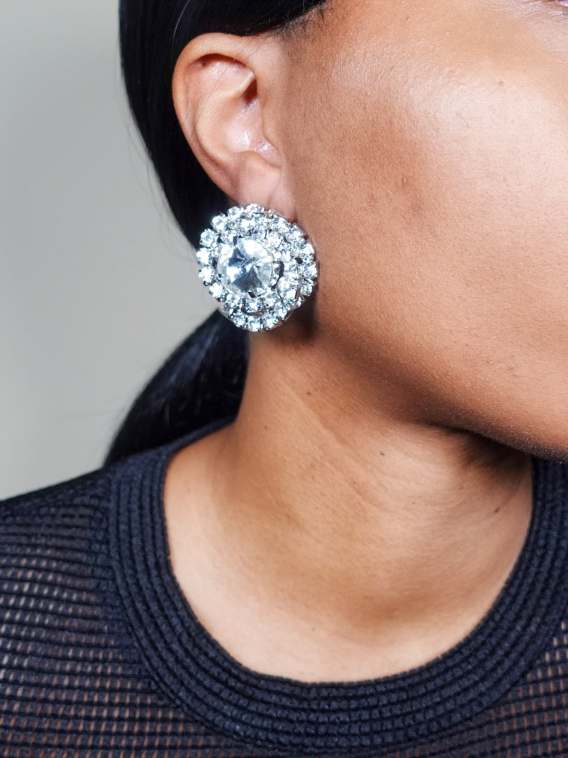 rhinestone large stud earrings