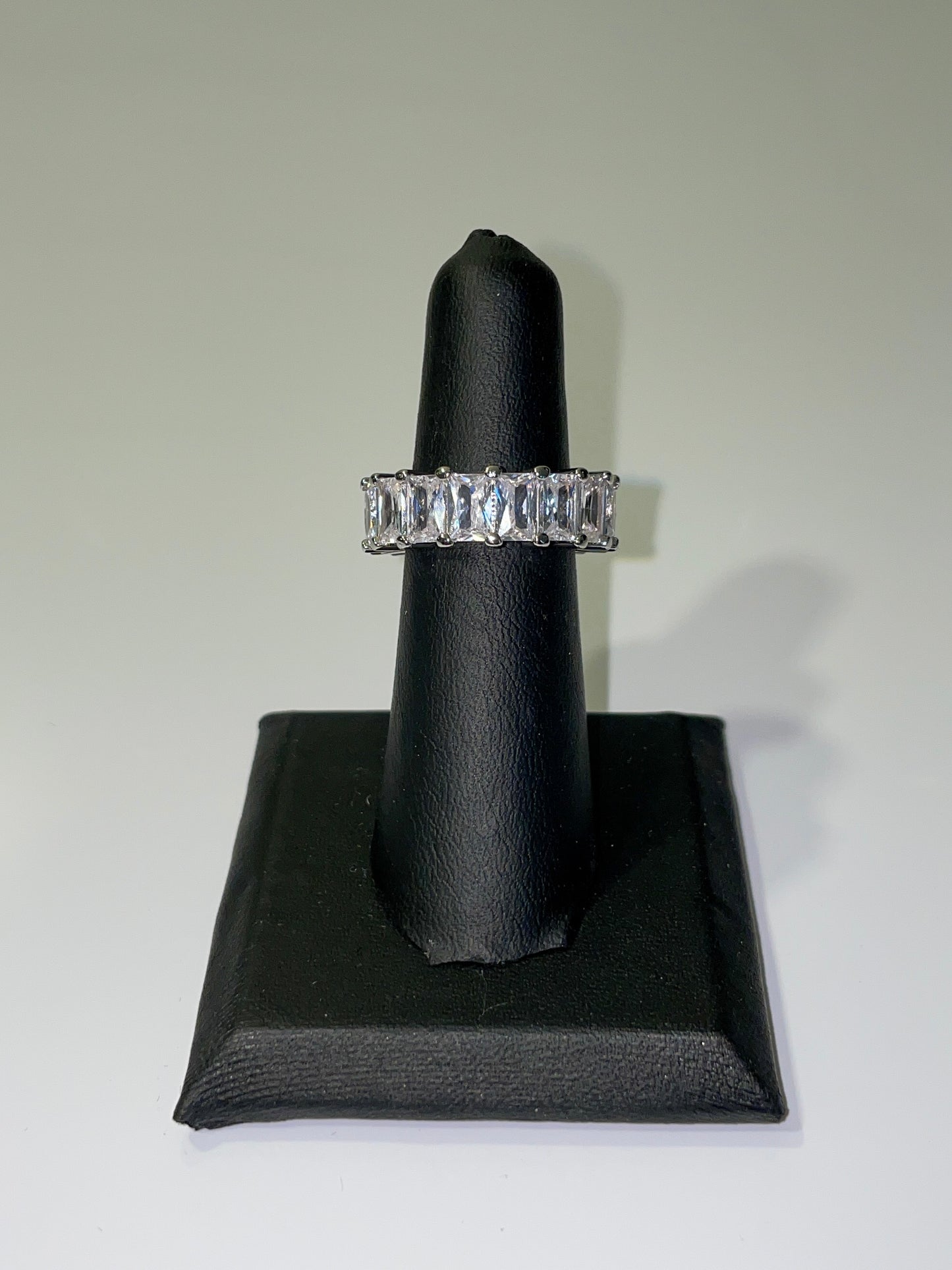 rectangular princess cut cubic zirconia stackable eternity wedding band ring