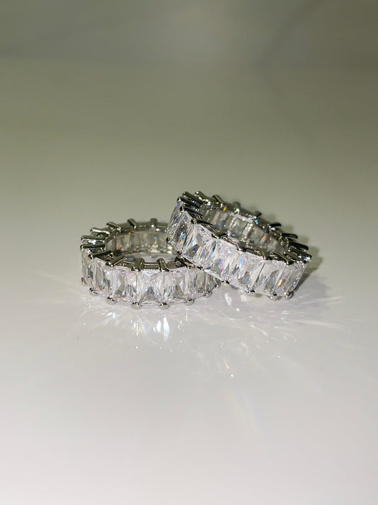rectangular princess cut cubic zirconia stackable eternity wedding band ring