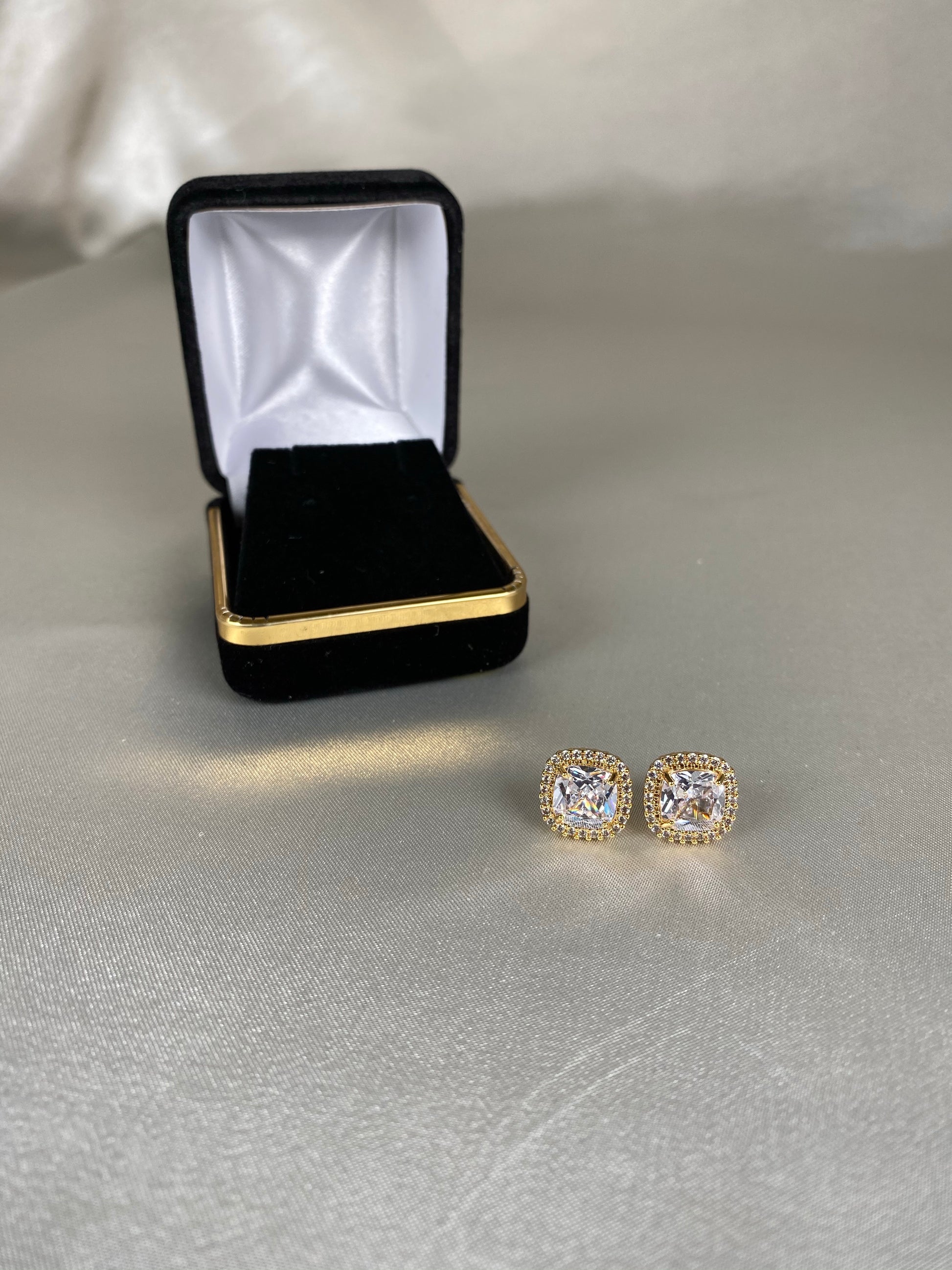 classic gold cubic zirconia stud earrings