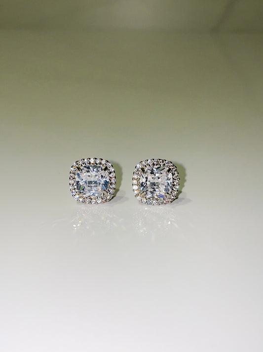 classic silver cubic zirconia stud earrings