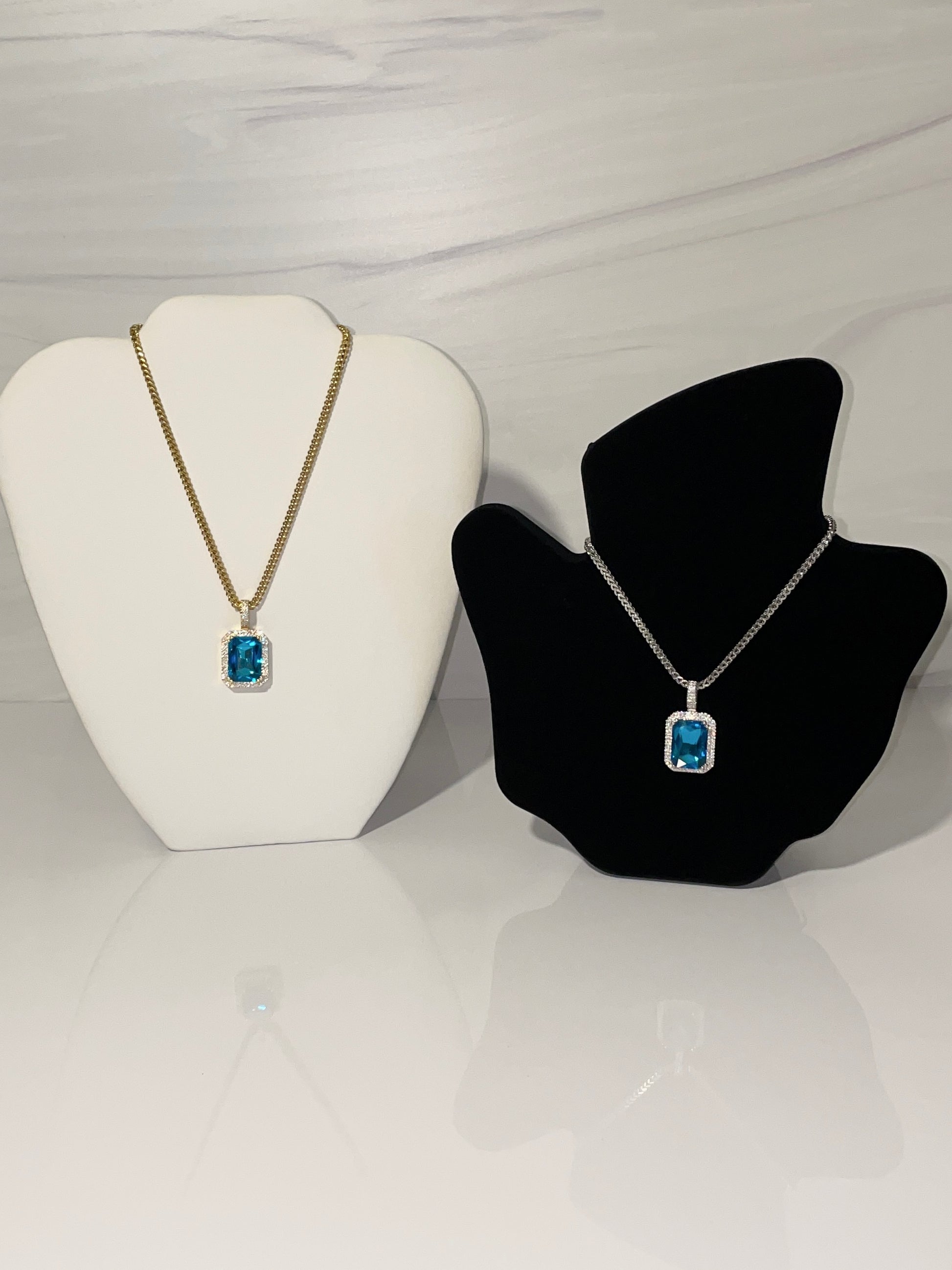 aqua blue 20-inch pendant necklace with franco chain