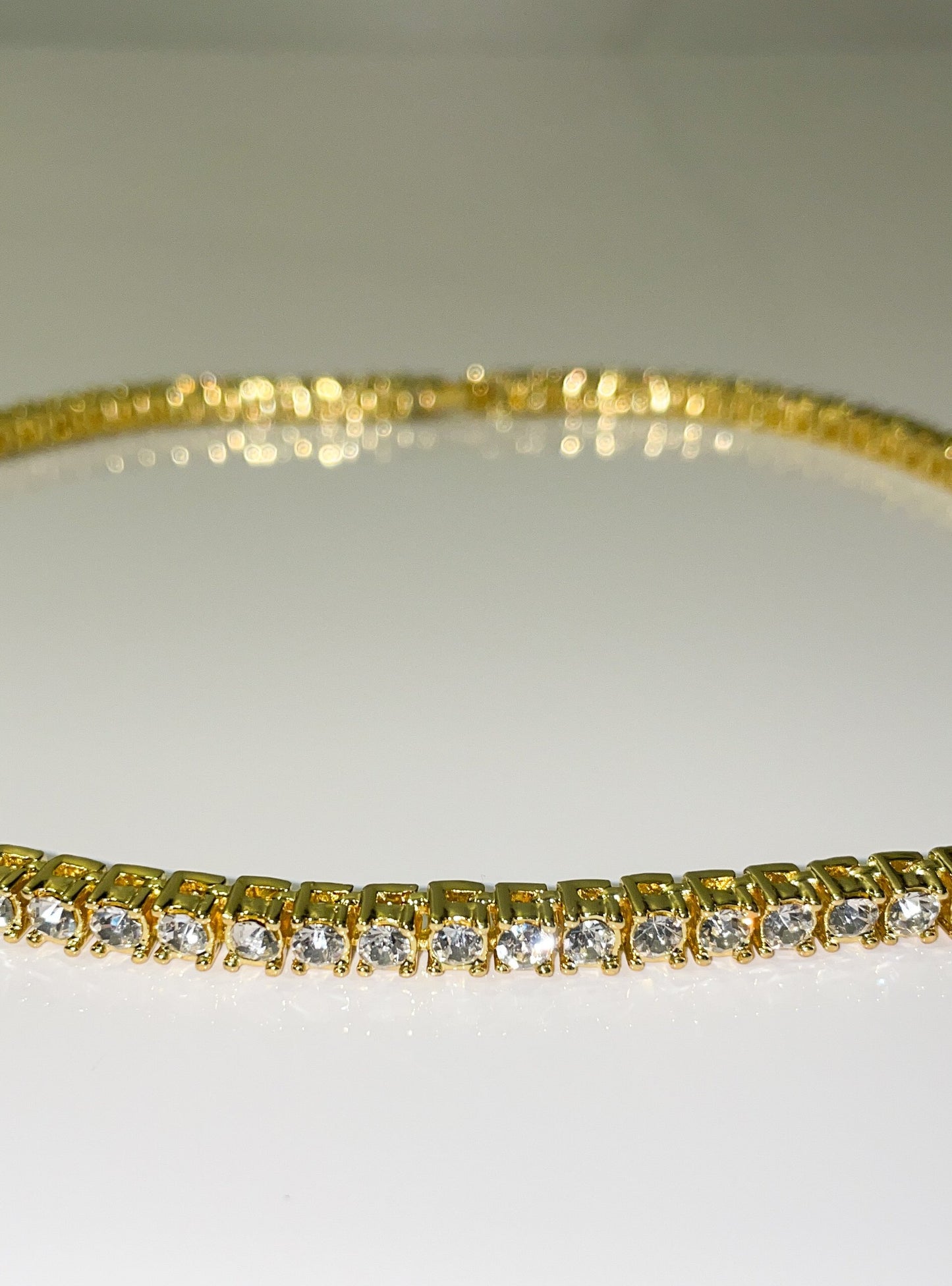 rhinestone gold tennis necklace