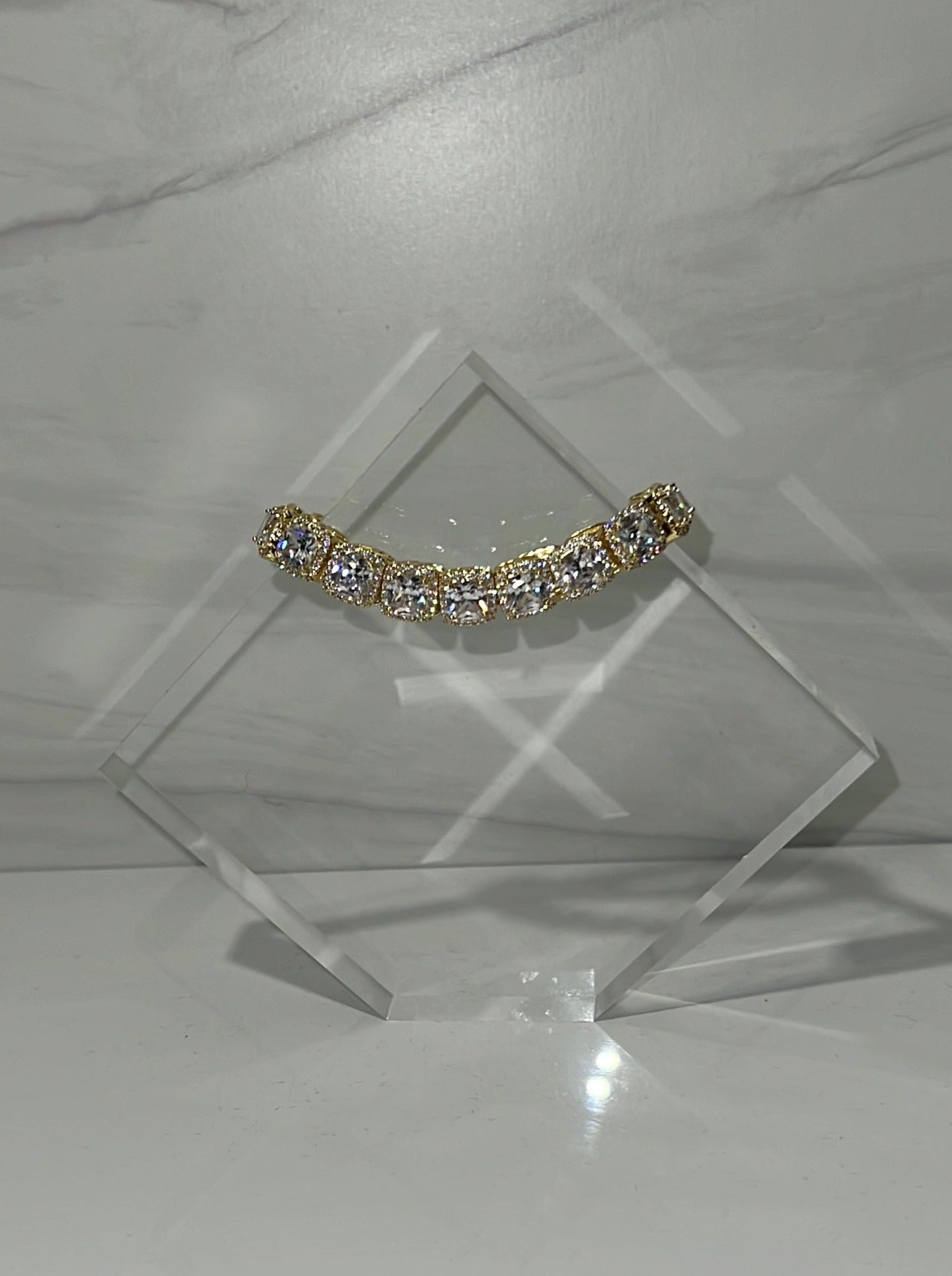 cubic zirconia princess cut silver bracelet