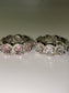 pink and silver cubic zirconia stackable eternity wedding band ring
