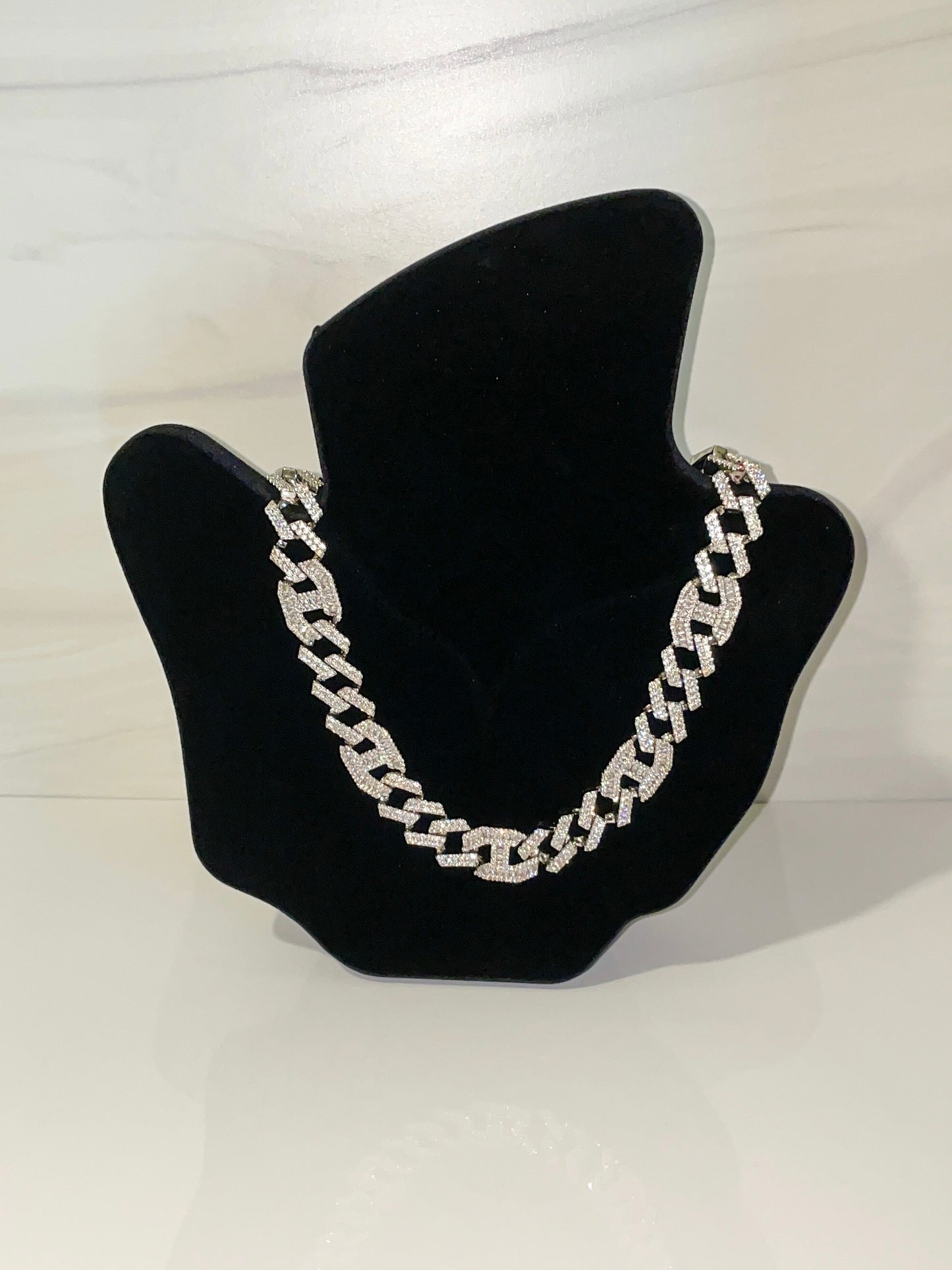 cubic zirconia luxury mariner links silver necklace 